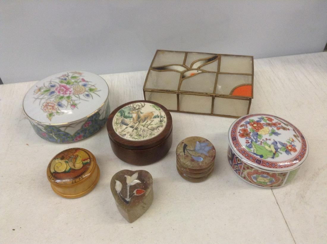 Large lot of Wood, Stone and other Lidded Trinket Boxes (1 of 1)