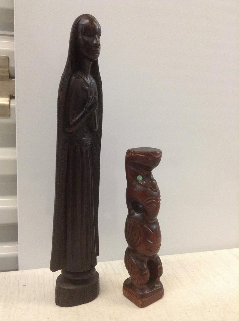 Two Carved Wood Statues tallest 13" (1 of 1)