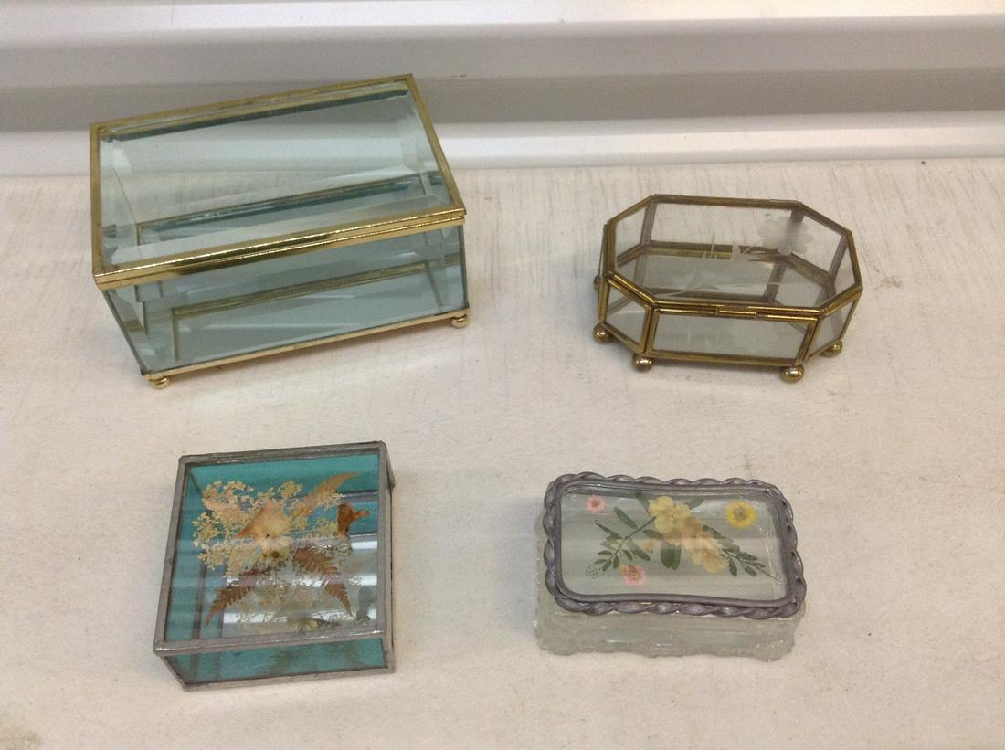 Glass & Metal Trinket Boxes largest 6"x4"x3": Glass & Metal Trinket Boxes largest 6"x4"x3"