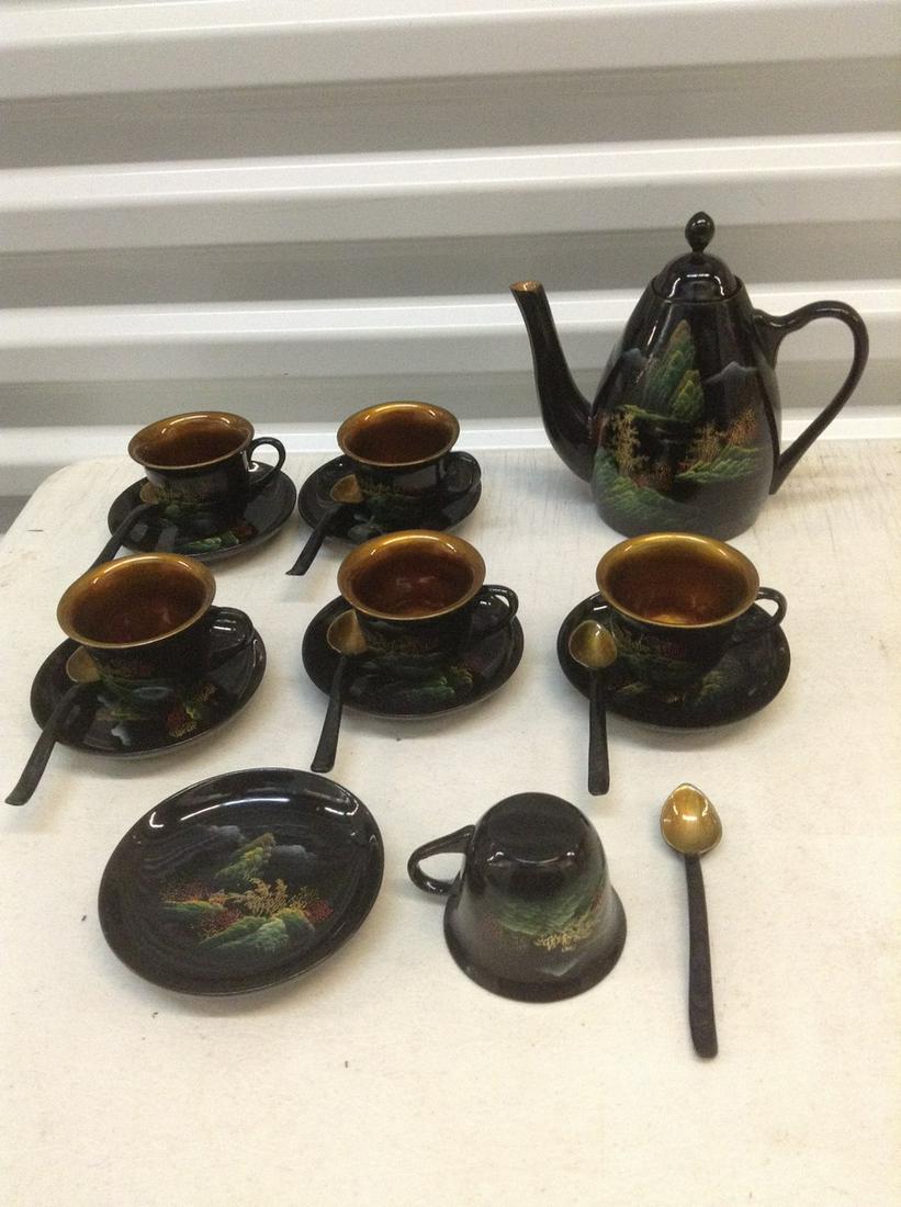 Vintage Painted Tea Set (Lightweight Wood?, not Glass ) (1 of 1)
