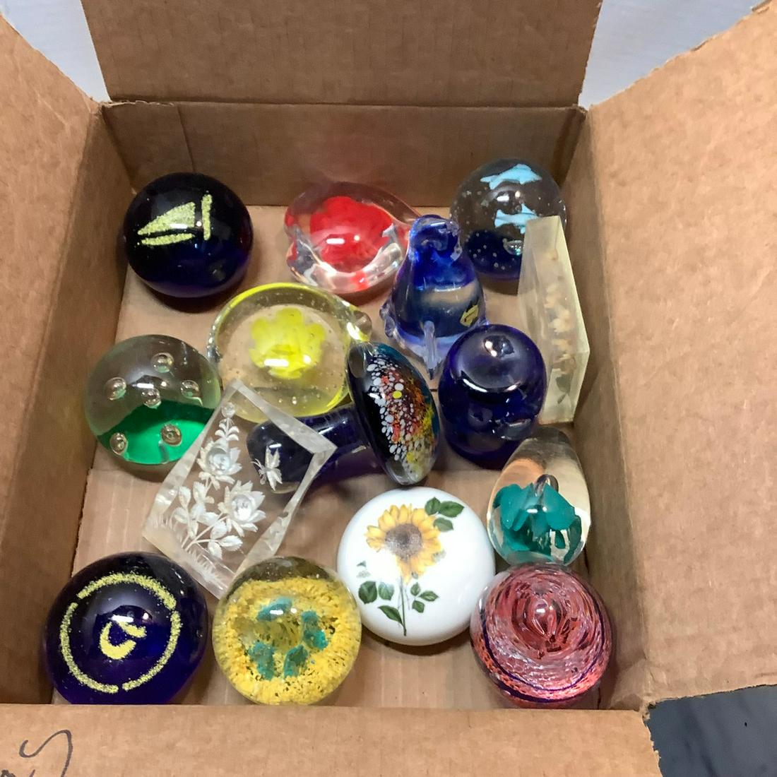 Large lot of decorative art glass paperweights largest (1 of 1)