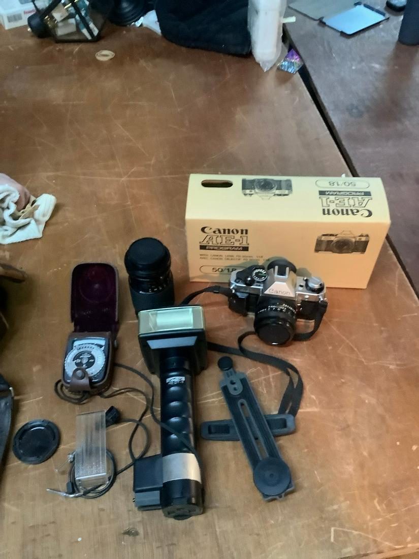 Canon AE-1 camera outfit with flash light meter and (1 of 1)
