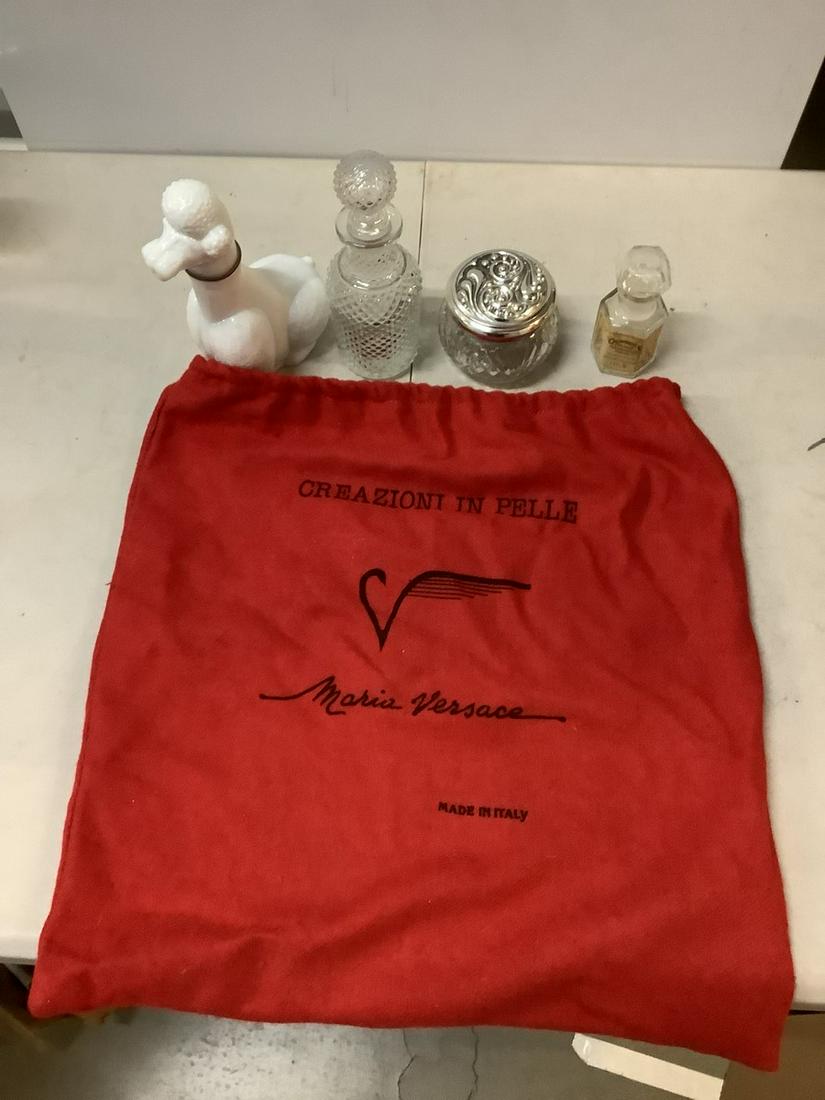 Lot of vintage perfume cologne bottles in Versace bag (1 of 1)