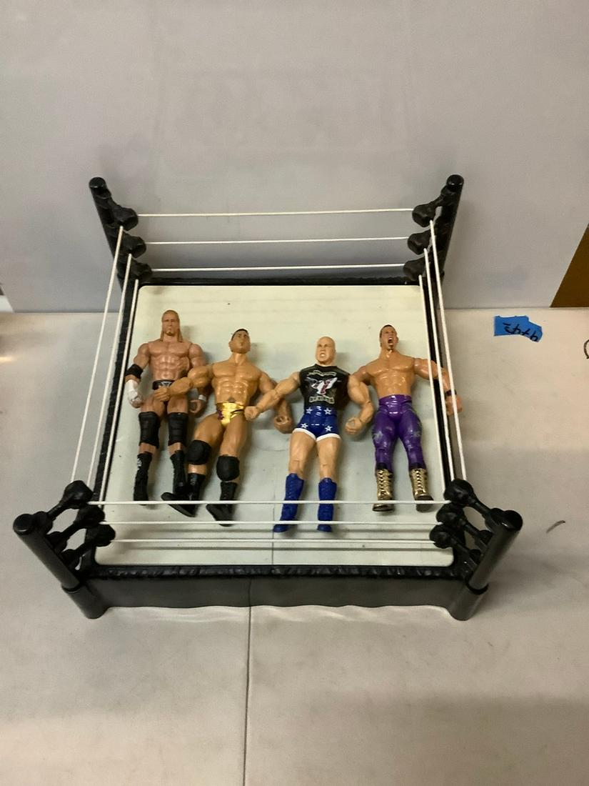 WWE wrestling figures and ring (1 of 1)