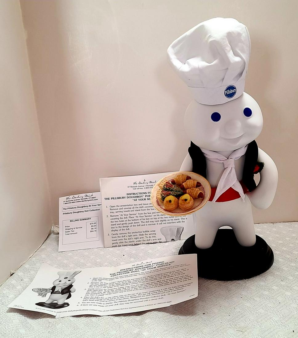 The Danbury Mint Pillsbury Doughboy "At Your Service": The Danbury Mint Pillsbury Doughboy "At Your Service" Porcelain Doll