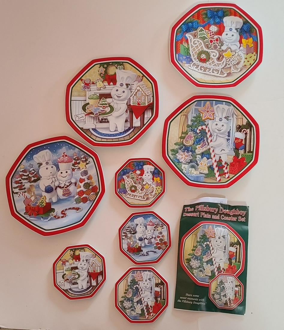 The Danbury Mint Pillsbury Doughboy Dessert Plate and: The Danbury Mint Pillsbury Doughboy Dessert Plate and Coasters