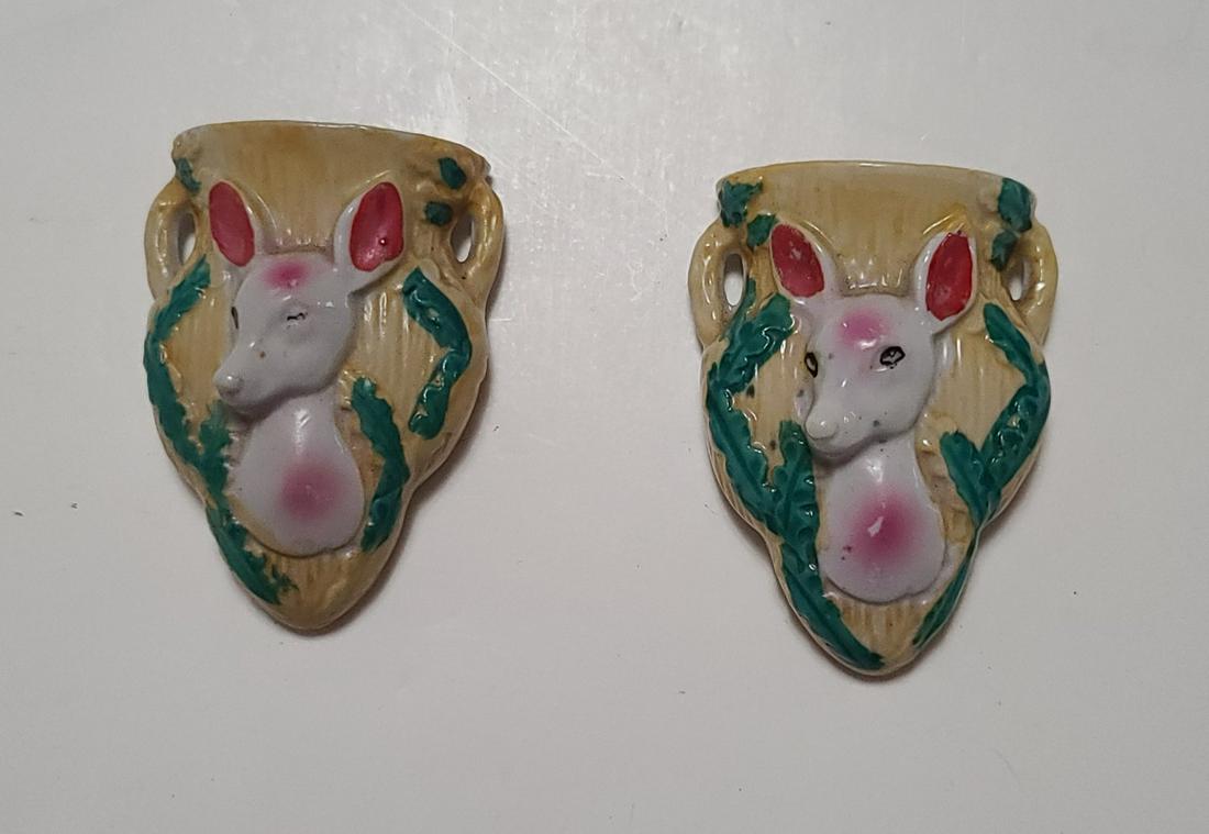 Midcentury Mini Deer Wall Pockets 3.5x3" each (1 of 1)