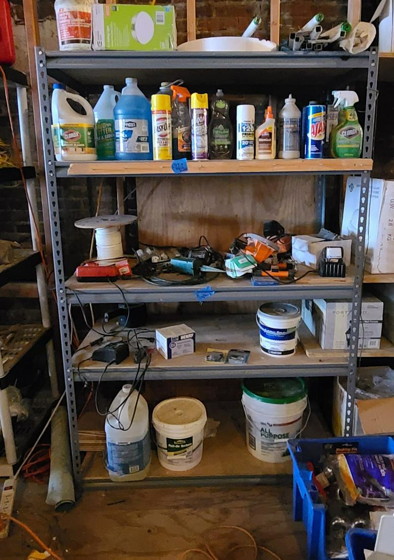 metal shelving unit 1 no contents: metal shelving unit 1 no contents
