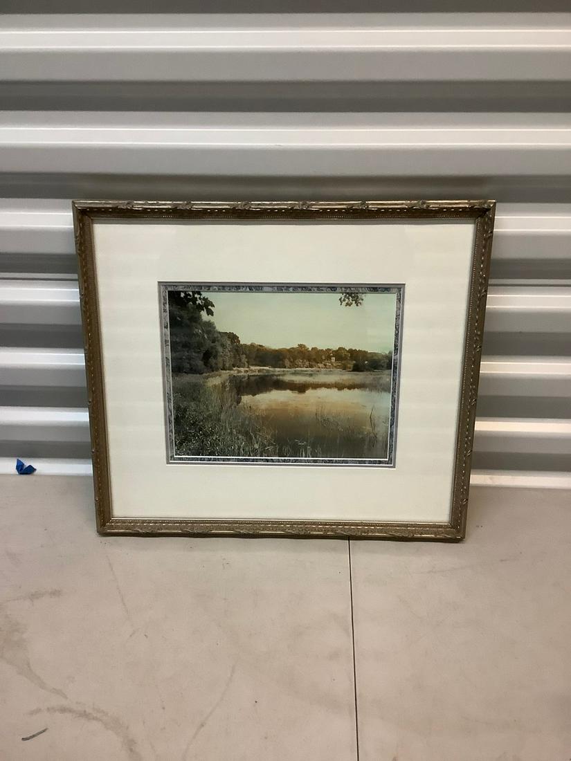 Vintage photo lakefront scene framed 15x16 (1 of 1)