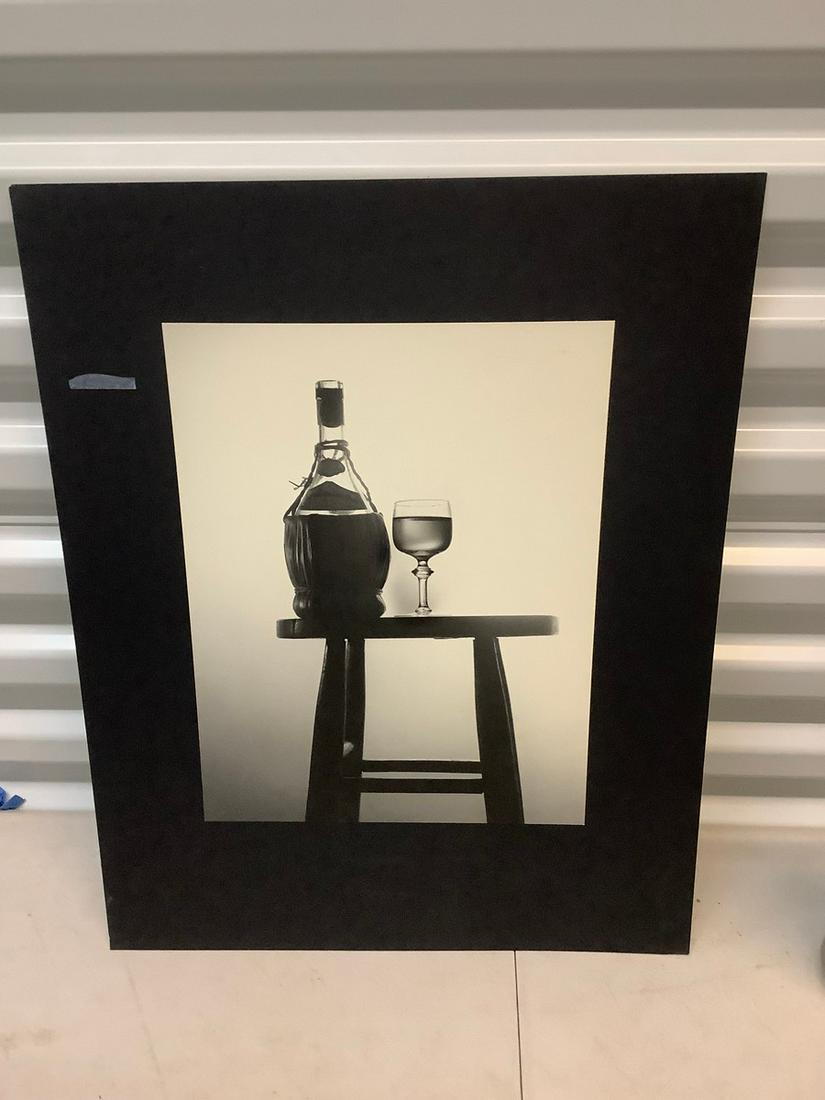 Mounted photo still life with wine bottle: Mounted photo still life with wine bottle