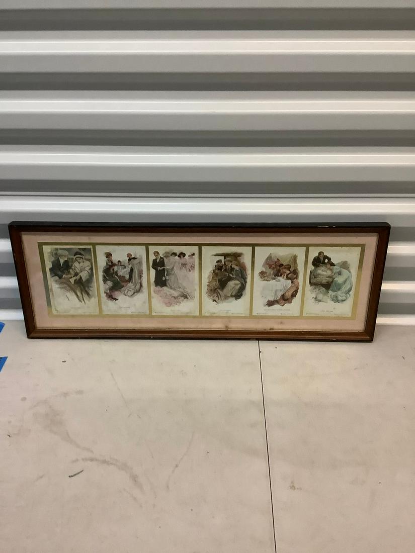 Vintage framed wedding collage 26x9: Vintage framed wedding collage 26x9