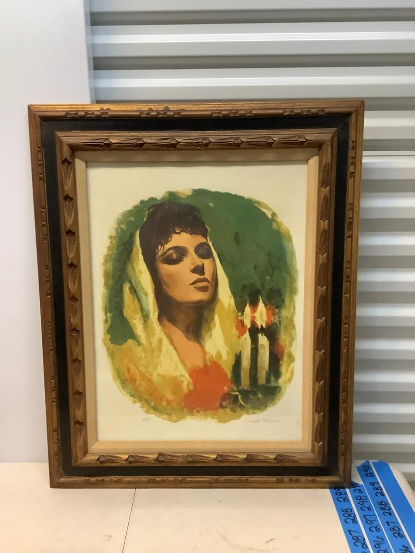 Signed and numbered beautiful woman framed artwork 31x25 (1 of 1)