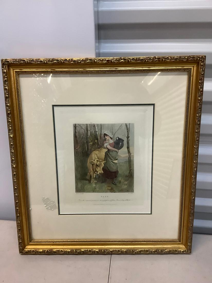 Sark Woman and Cow John Bruce print 16x18 (1 of 1)