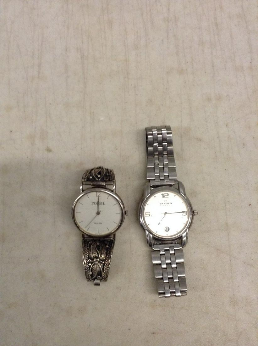 Fossil Sterling Silver Watch and Skagen Watch: Fossil Sterling Silver Watch and Skagen Watch