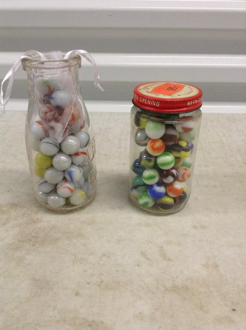 2 Jars of Assorted Glass Marbles (1 of 1)