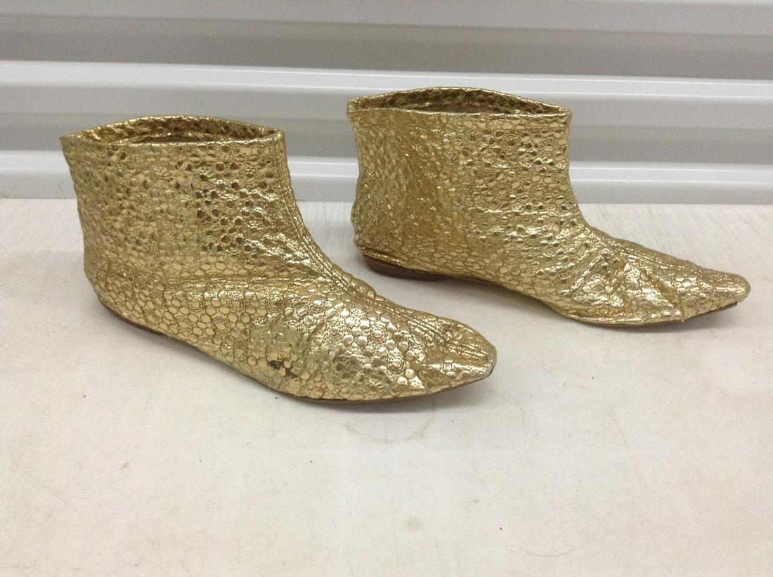 Vintage Van Raalte Pamper Footwear Gold Shoes Size 12 (1 of 1)