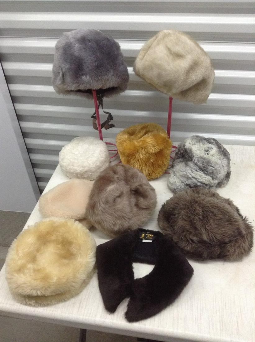 Large lot of Vintage Faux Fur Hats stands not included (1 of 1)
