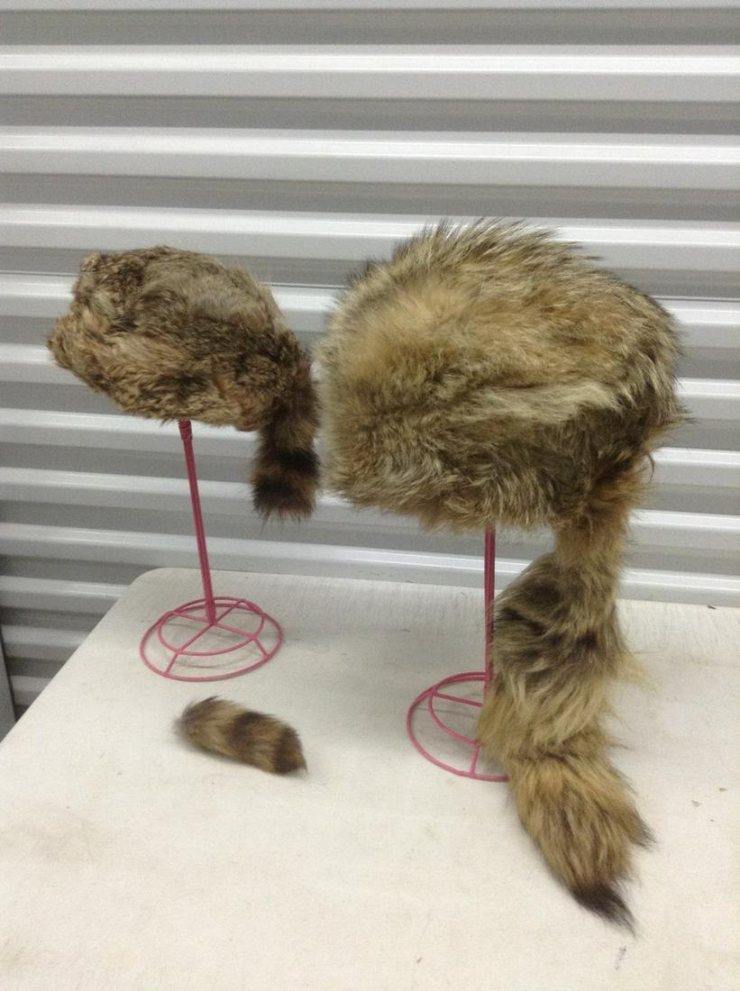 Vintage Real Fur "Davy Crocket" Style Hats - one made in Canada stands not included (1 of 1)