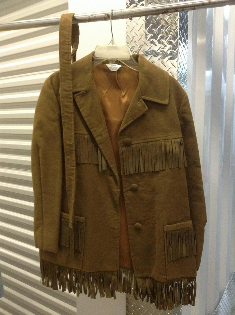 Vintage Sears Roebuck and Co Suede Fringe Jacket with Belt No Size Tag (1 of 1)