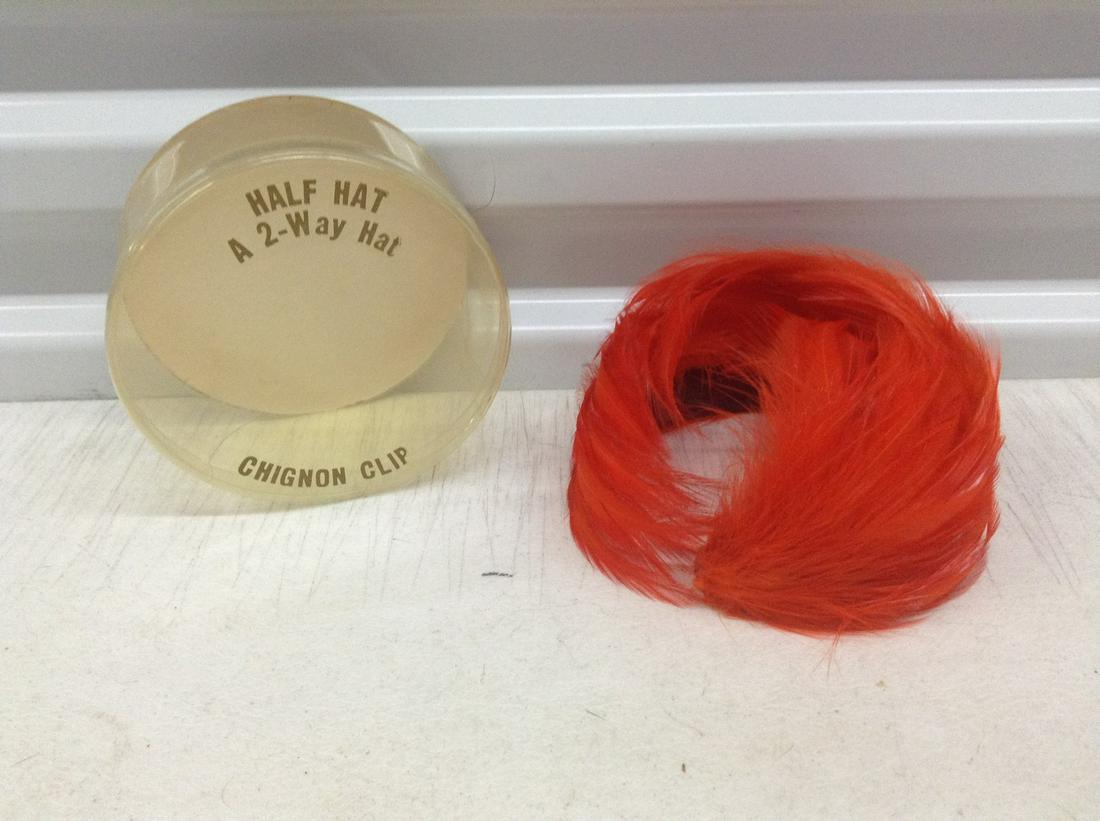 Vintage Real Feather Half Hat in Original Box: Vintage Real Feather Half Hat in Original Box