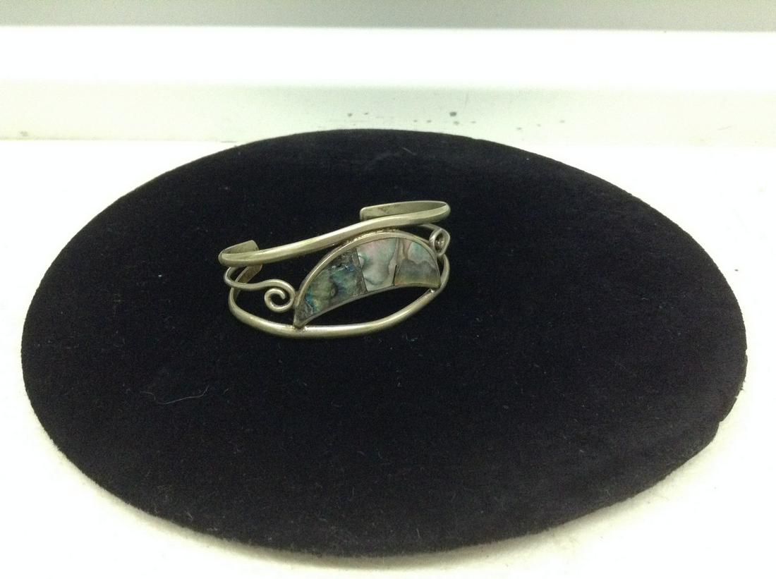 Alpaca Silver and Mother of Pearl/Abalone Cuff Bracelet (1 of 1)