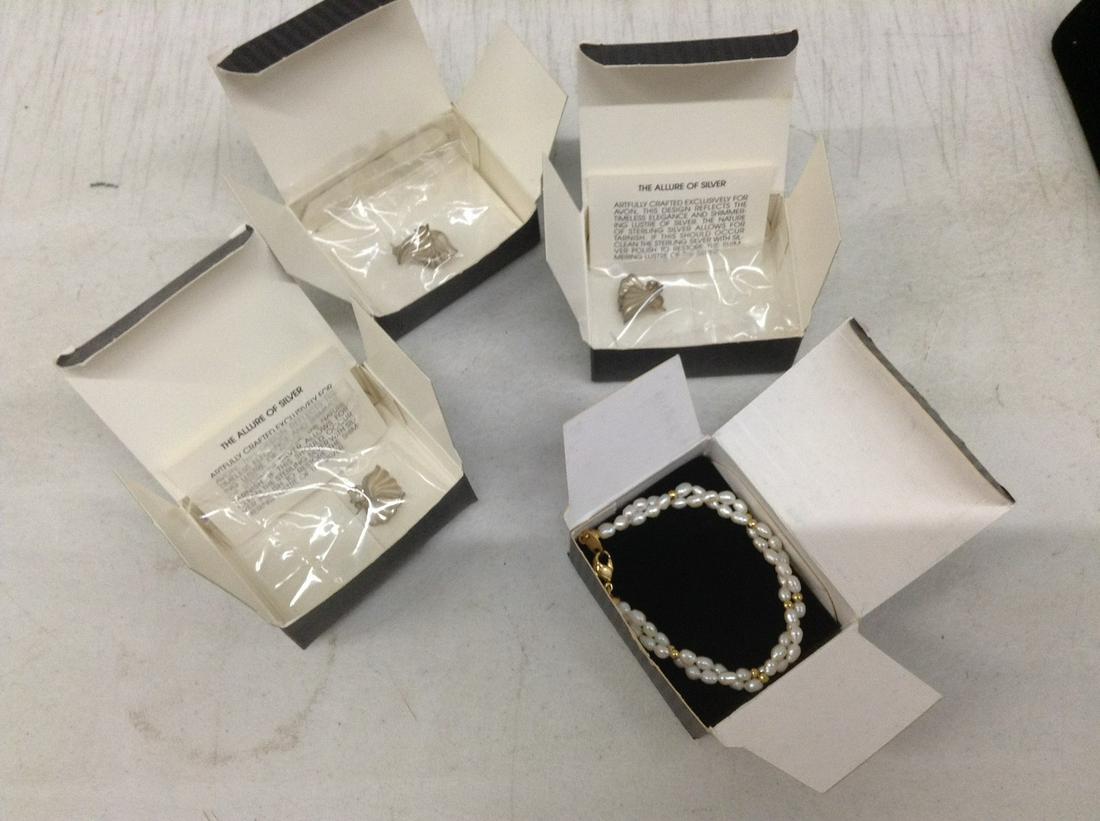 Three Pair of NIB Avon Sterling Silver Wing Earrings and Fresh Water Pearl Bracelet (1 of 1)