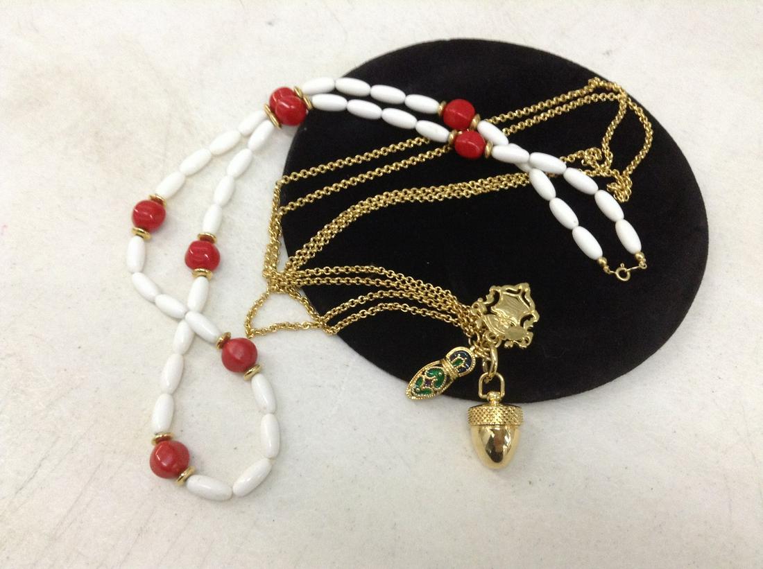 Vintage Charm Necklace with Acorn charm "vial" that screws open, Signed Joan Rivers Charm and signed (1 of 1)