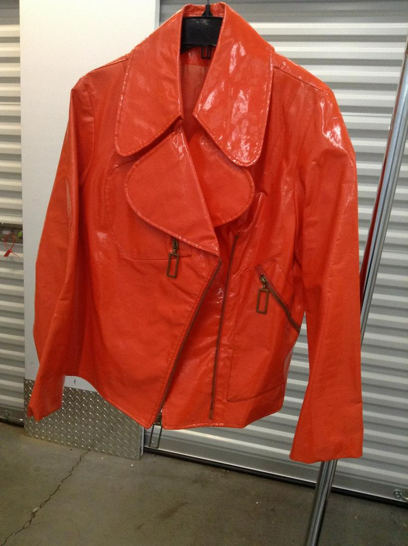 Vintage Vyno-Pat Bright Orange Zipper Accent Jacket (few small spots) no size (1 of 1)