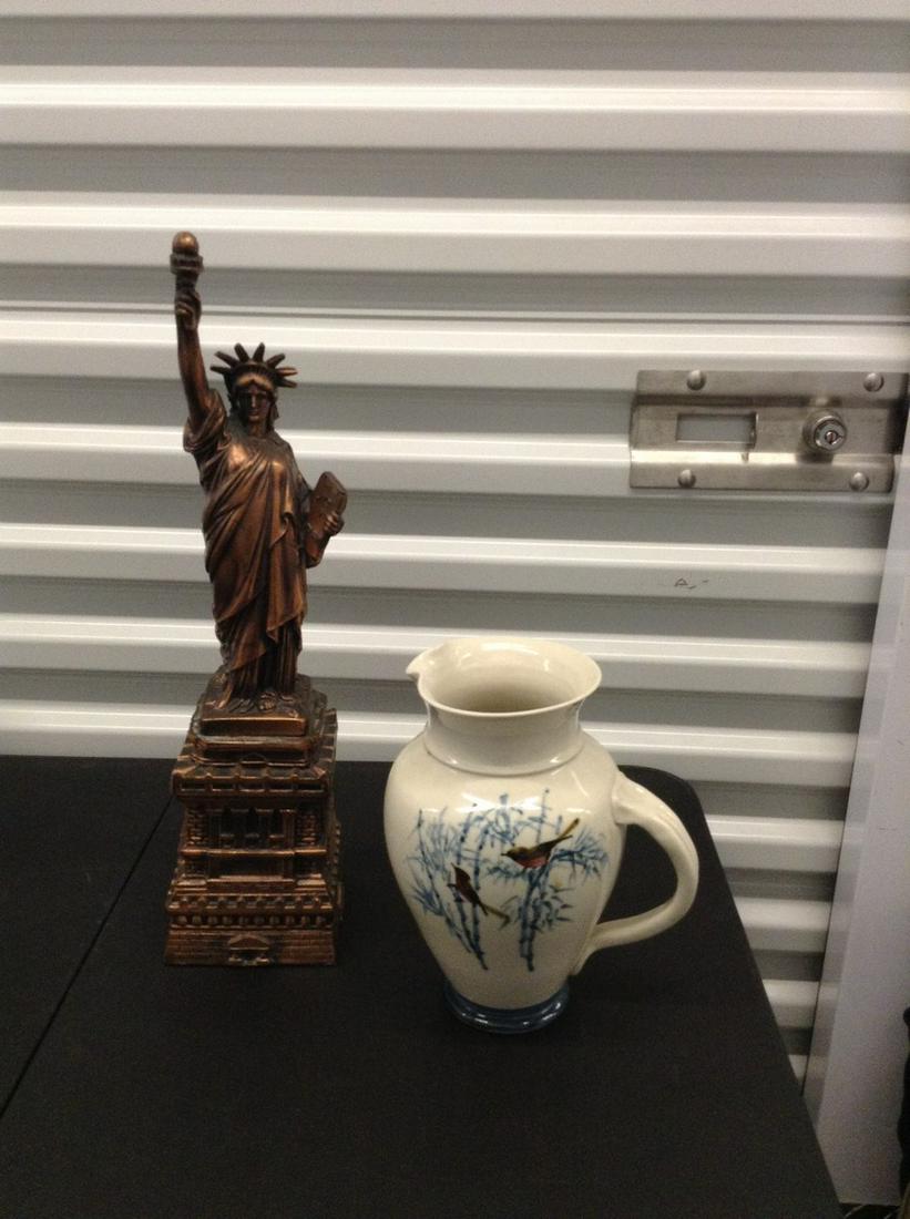 Signed Vase and Statue of Liberty Statuette 18 inches: Signed Vase and Statue of Liberty Statuette 18 inches