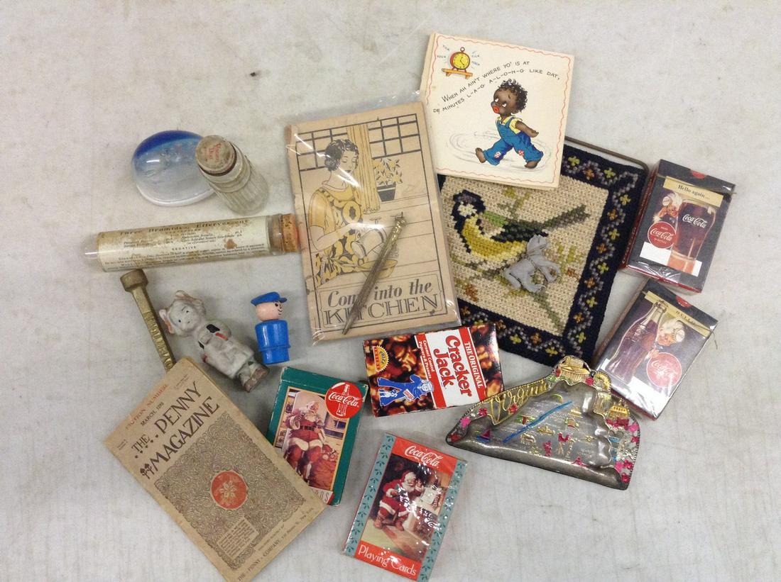 Lot of Vintage Playing Cards, Penny Magazine and More: Lot of Vintage Playing Cards, Penny Magazine and More