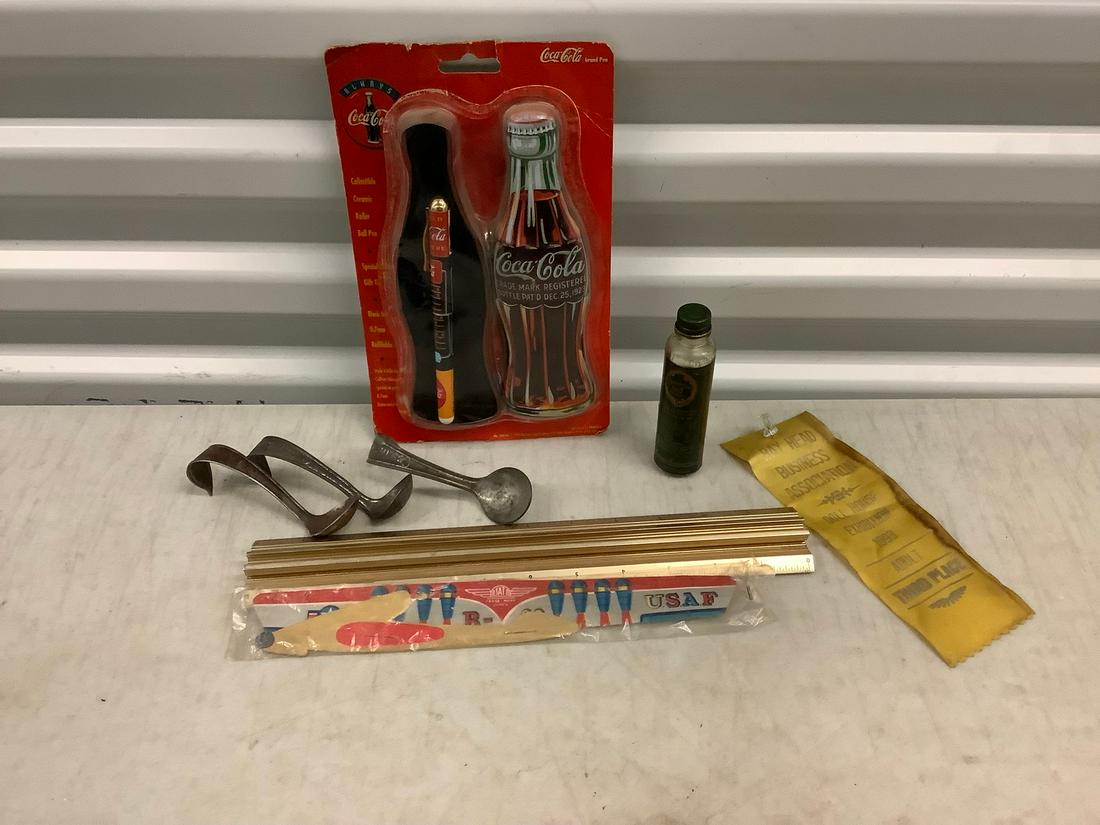 Lot of Vintage Spoons, Coca- Cola Ceramic Ball Point Pen with Case and More (1 of 1)