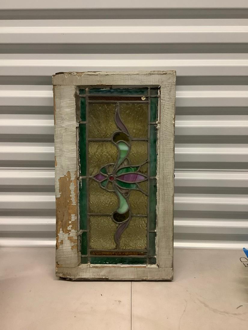 Antique Stained Glass Window 13"x23"x1.5" (1 of 1)