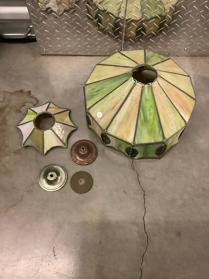 Vintage Stained Glass Hanging Lamp Shade 14"x10"  Needs TLC (1 of 1)