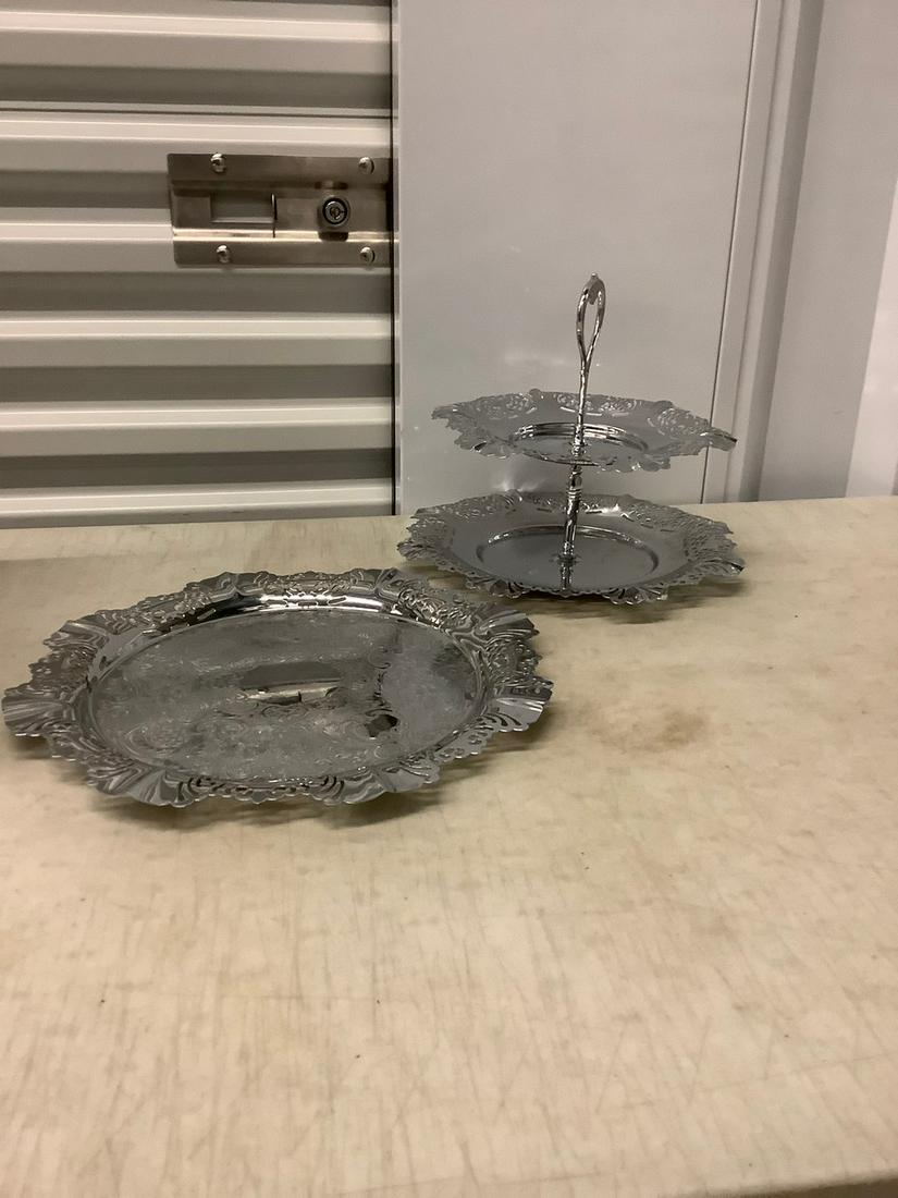 2 Tier Decorative Trays and Large Serving Plate (13.5) (1 of 1)