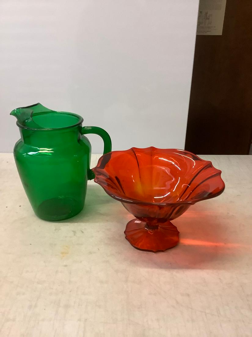 Forest Green King pitcher (9.5" tall) and more (1 of 1)