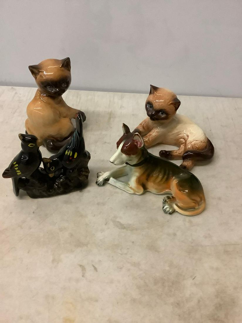 Goebel Siamese Cat pair and other glass animals (tallest 6"): Goebel Siamese Cat pair and other glass animals (tallest 6")
