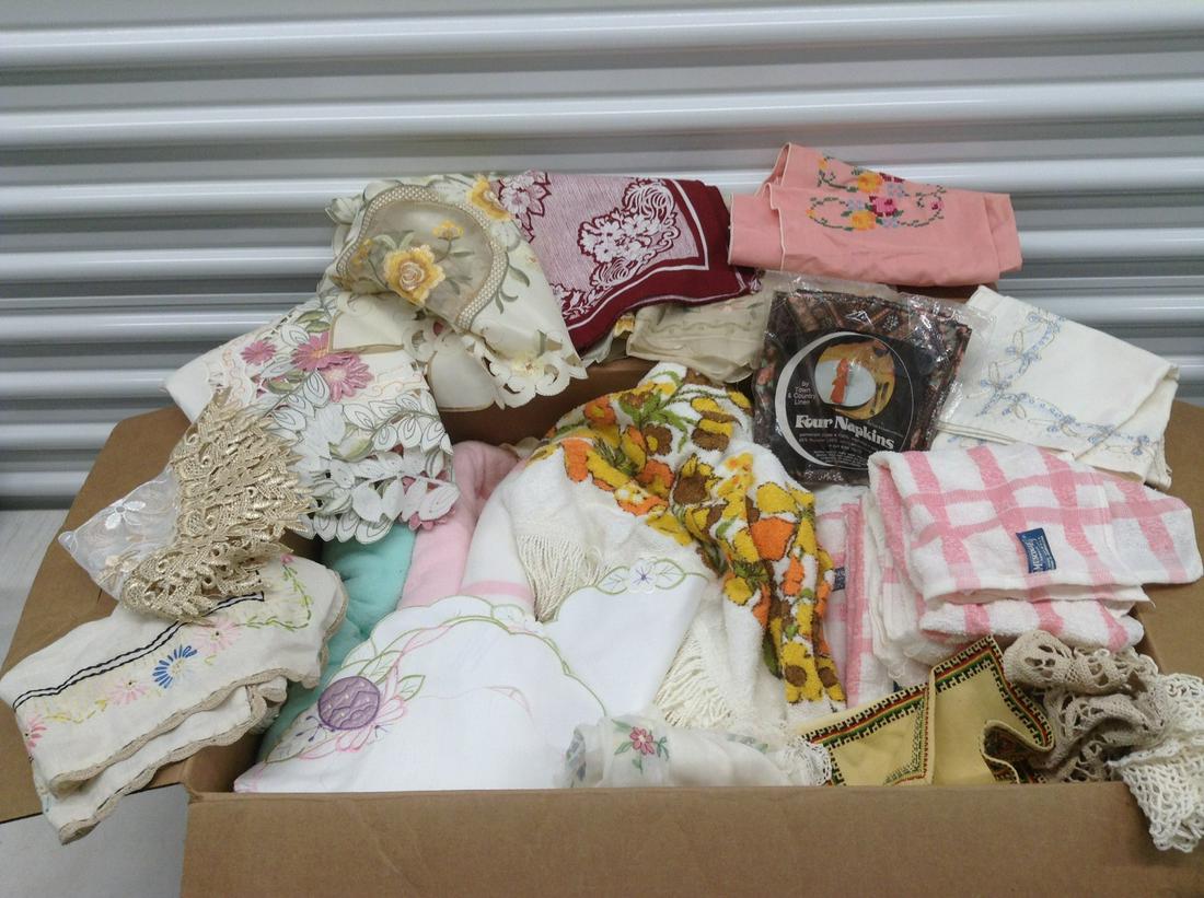 Large box Full of Vintage Linens (1 of 1)