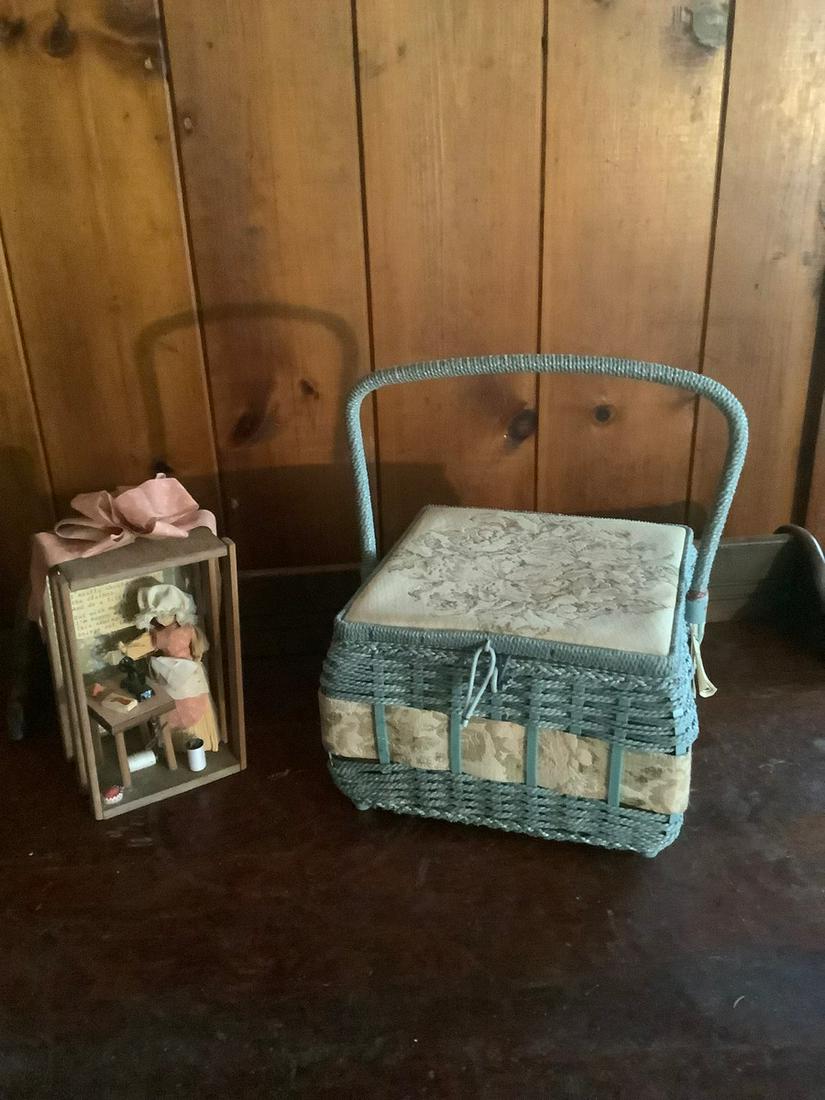 Sewing Basket and Seamstress Figure 9": Sewing Basket and Seamstress Figure 9"