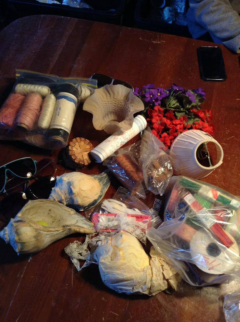 Large lot of yarn, sunglasses, shells and other assorted items: Large lot of yarn, sunglasses, shells and other assorted items