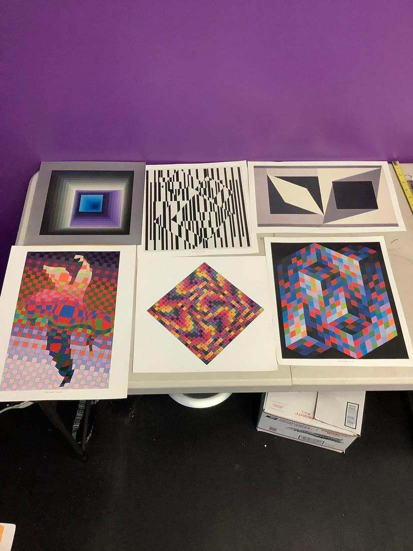 Victor Vasarely lot of 6 prints in color largest 15x11: Victor Vasarely lot of 6 prints in color largest 15x11