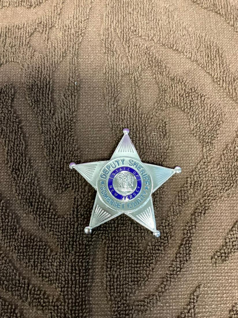 Enameled Silver NJ Sheriff's Badge: Enameled Silver NJ Sheriff's Badge
