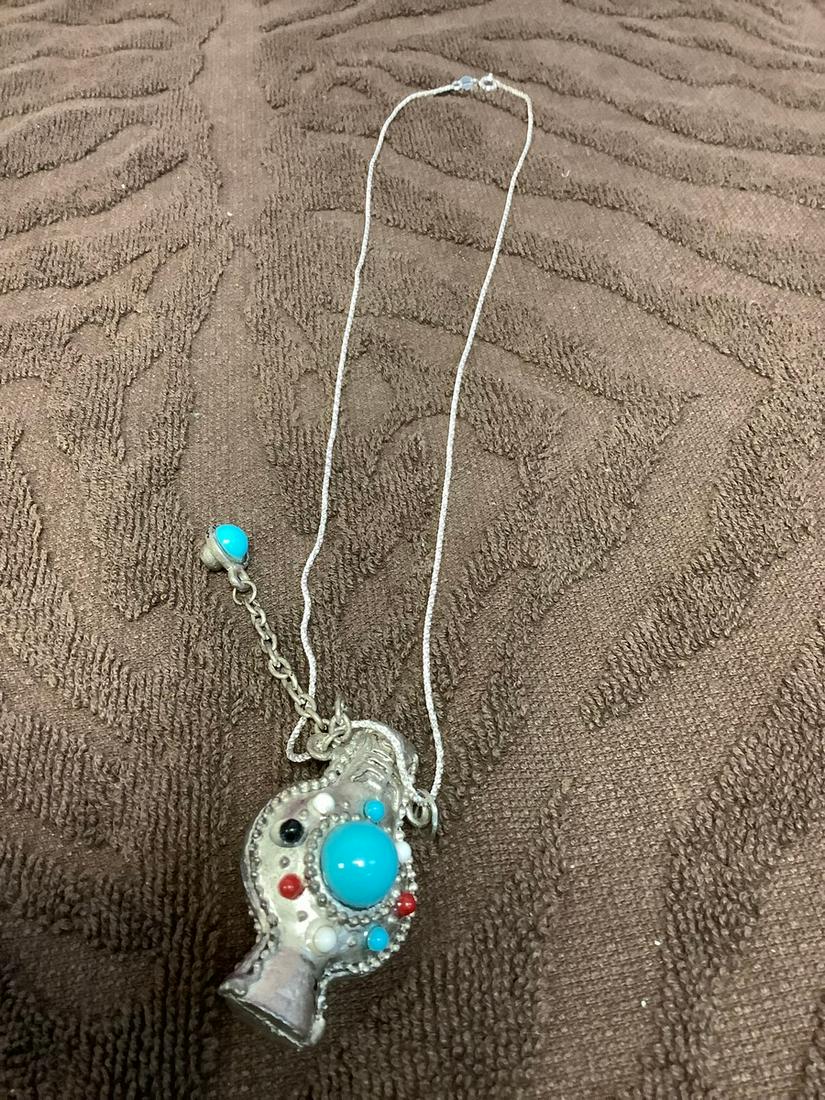 Vintage Jeweled Perfumer on Sterling Chain: Vintage Jeweled Perfumer on Sterling Chain
