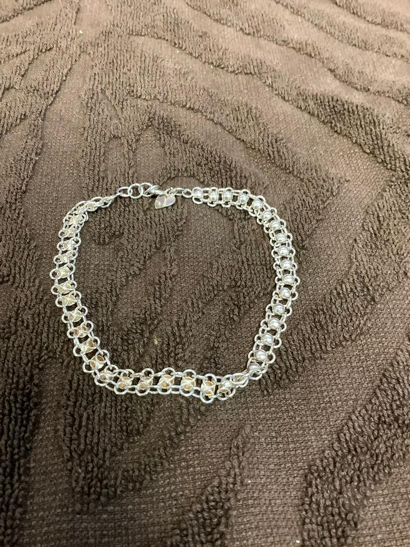Heavy Sterling Beaded Links Bracelet (1 of 1)