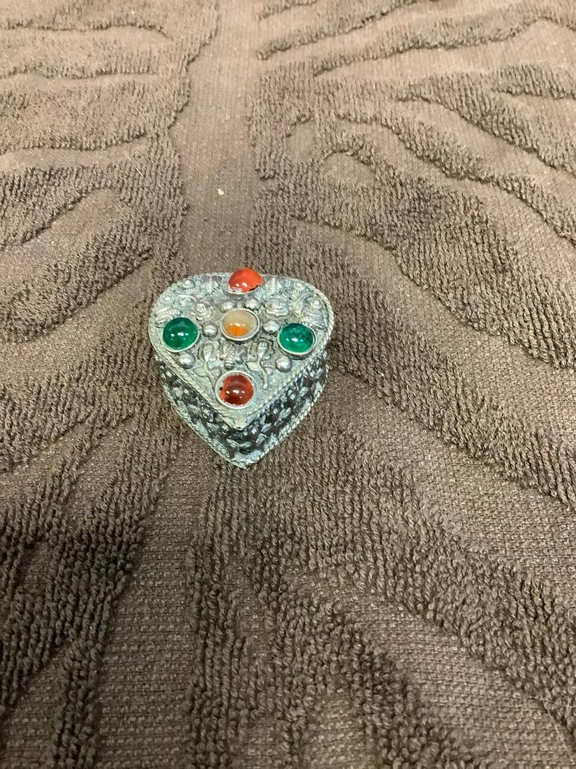 Jewled Silver Heart Trinket Box: Jewled Silver Heart Trinket Box