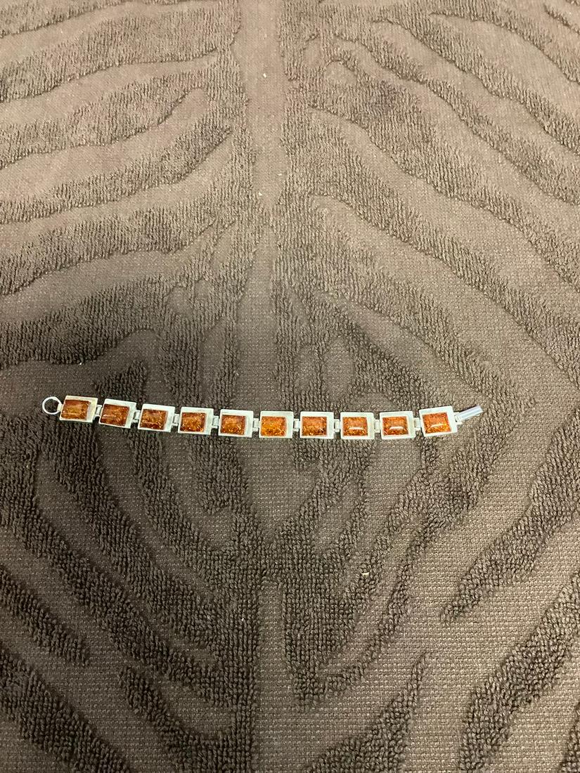 Sterling & Amber Links Bracelet (1 of 1)