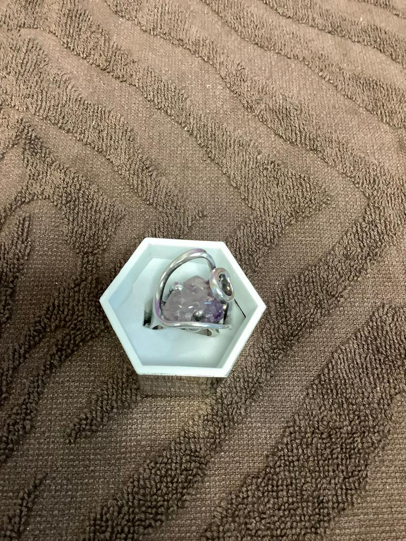 Large Mid-Century Danish Sterling Ring W/ Amethyst Stone (1 of 1)