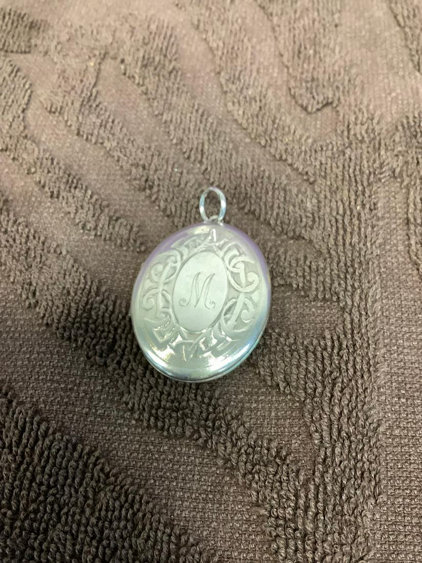 Large 2" Sterling Locket engraved with the Letter "M": Large 2" Sterling Locket engraved with the Letter "M"