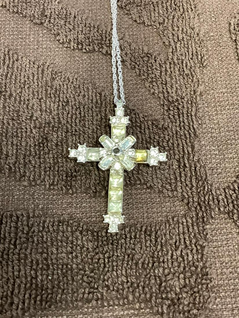 Sterling Chain with Large CZ Cross Pendant (1 of 1)
