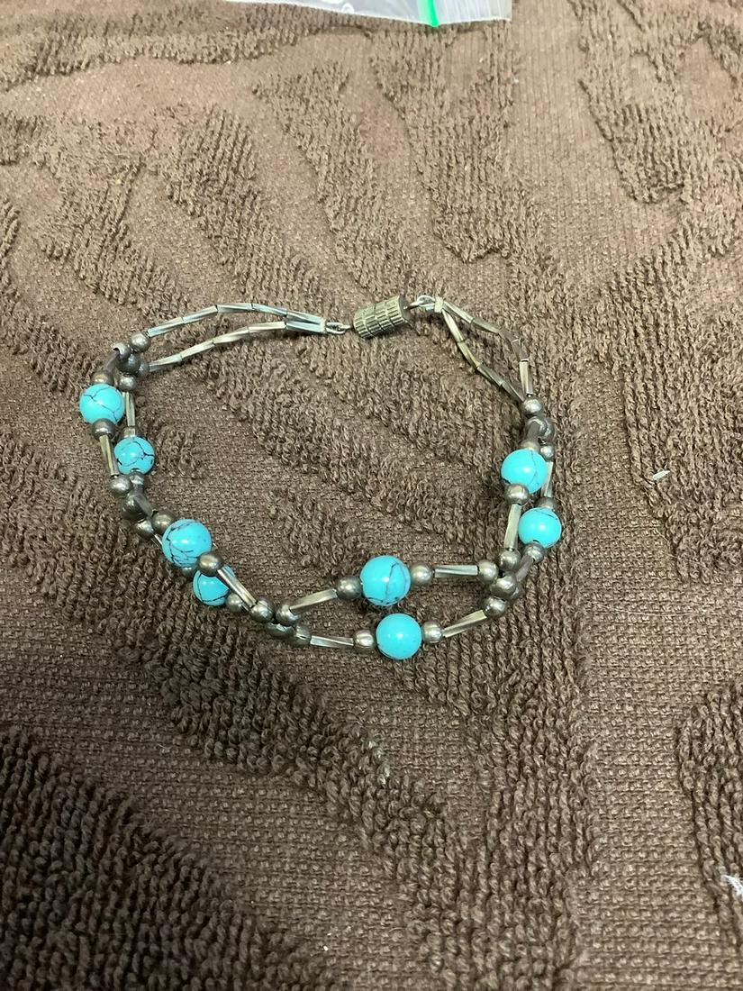 Sterling Turquoise Beaded Bracelet (1 of 1)