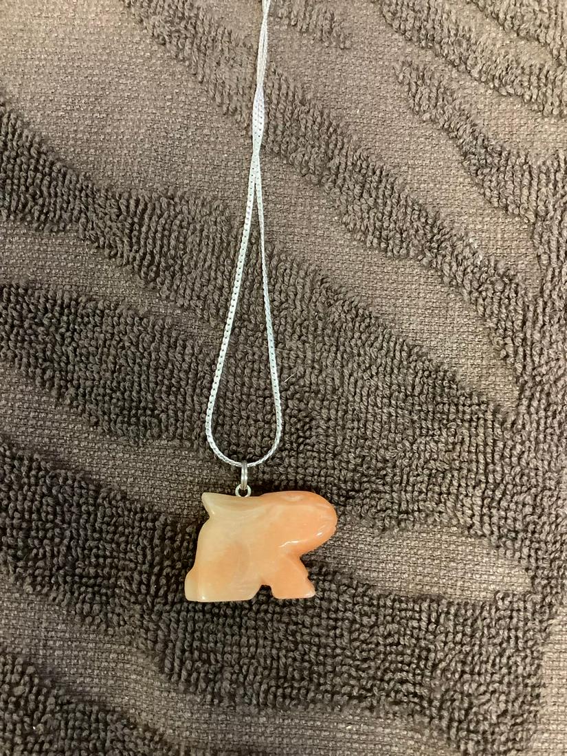 Sterling Necklace with Large Quartz Bunny Pendant (1 of 1)